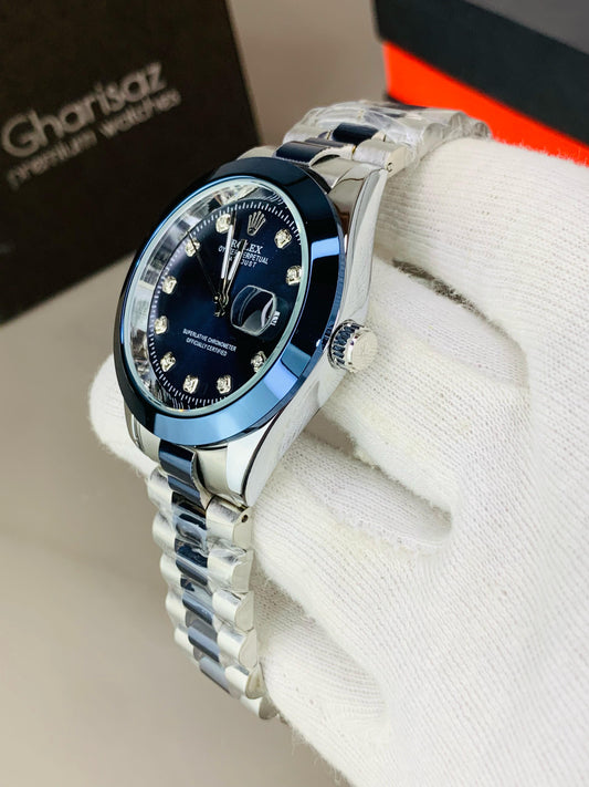 RLX Blue Date-Just Oyster Premium Men's Watch - Limited Edition