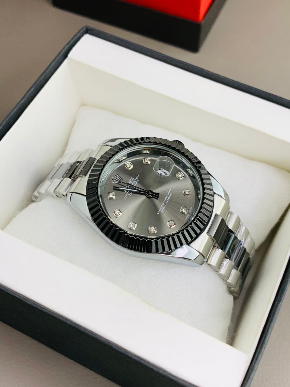 RLX Date-Just Fluted Bezel Premium Men's Watch | BLACK